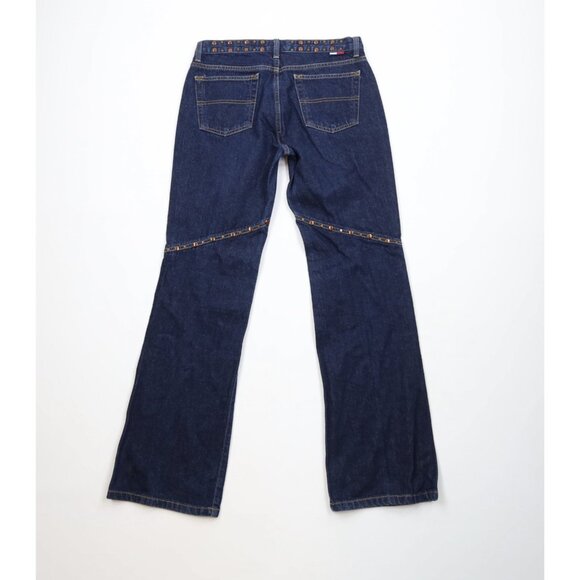 Vintage Y2K 2000 Tommy Hilfiger Womens 9 Copper Rivet Hipster Flared Denim Jeans - Picture 11 of 15